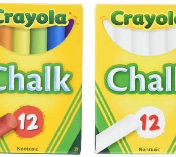Crayola Non-Toxic White Chalk(12 ct box)and Colored Chalk(12 ct box) Bundle