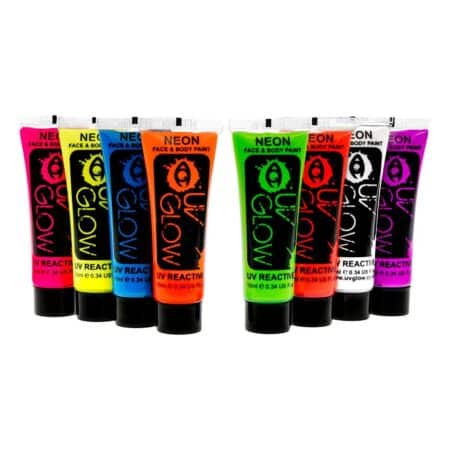 Uv Glow Blacklight Face and Body Paint 0.34oz - Set of 8 Tubes - Neon Fluorescent (All Col