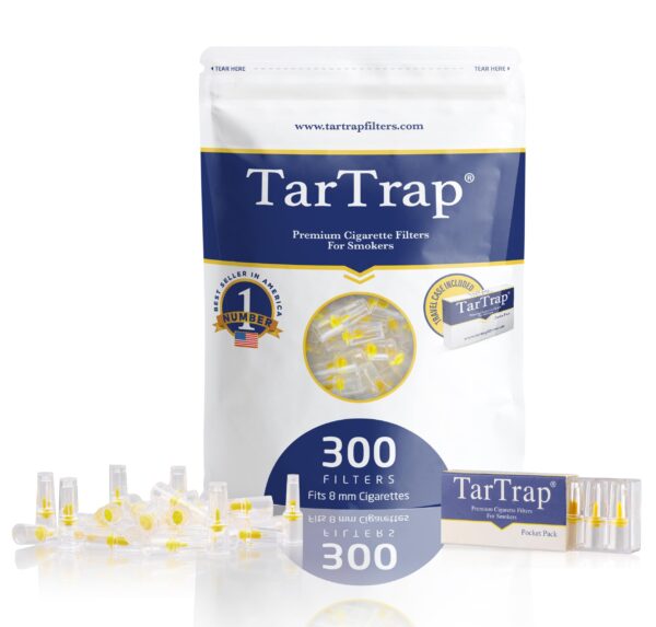 TarTrap 300-Pack Premium Cigarette Filters, Superior Tar & Chemical Removal, Fits Regular