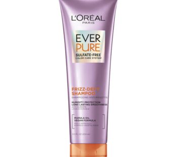 L’Oreal Paris Sulfate Free Frizz Defy Shampoo, Frizz Control Hair Care with Marula Oil, Ev