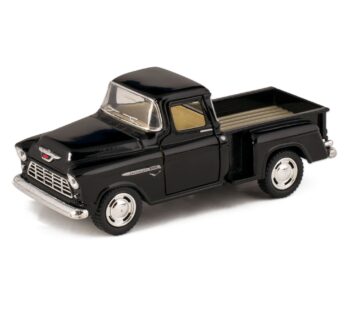 Black 1955 Chevy Stepside Pick-Up Die Cast Collectible Toy Truck by Kinsmart