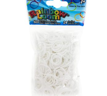 Rainbow Loom  Glow in The Dark Collection: White Rubber Bands with 24 C-Clips (600 Count)