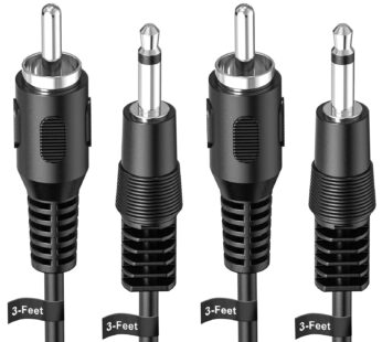 Ancable RCA to 3.5mm Mono, [ 2-Pack 3-Feet ] RCA Male to 3.5mm 1/8 inch TS Plug Audio Cabl