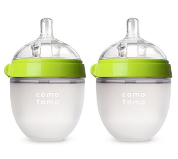 Comotomo Baby Bottle, Green, 5 Ounce (2 Count)