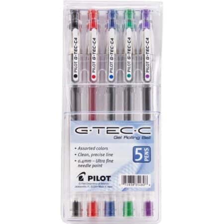 Pilot G-Tec-C4 Ultra Assorted Colors 0.4MM Rollerball Pen 5 Per Pack