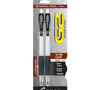 Pilot, G2 Mechanical Pencils, 0.5mm HB Lead, Clear Barrel, Pack of 2