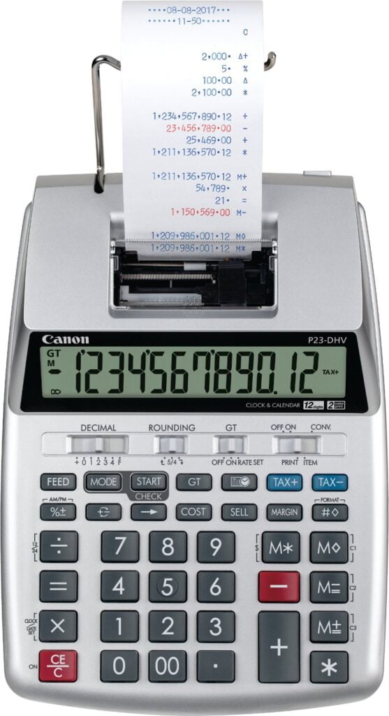 Canon P23-DHV-3 Printing Calculator with Double Check Function, Tax Calculation and Curren