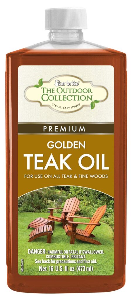 STAR BRITE Outdoor Collection Premium Golden Teak Oil, 16 OZ - for Use On All Teak & Fine