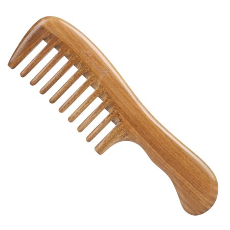 Breezelike Sandalwood Hair Comb - No Static Handmade Wide Tooth Comb - Natural Wooden Deta