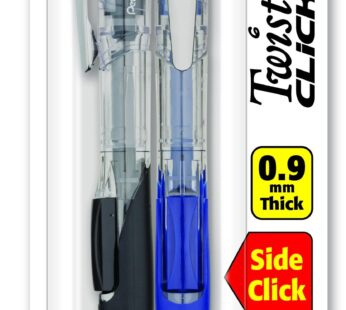 Pentel Twist-Erase CLICK Mechanical Pencil, 0.9mm CLEAR Barrel, 2 Pack (PD279TBP2M)