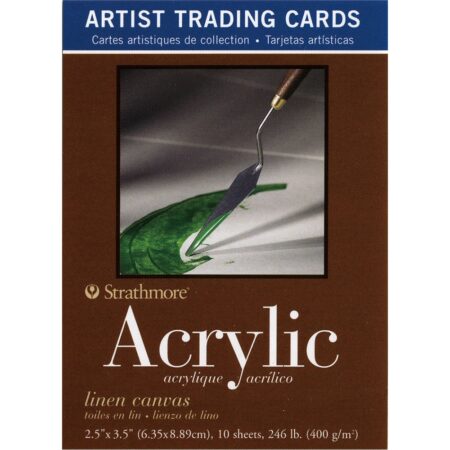 Strathmore (105-905 400 Series Acrylic Artist Trading Cards, Linen Canvas, Natural White,