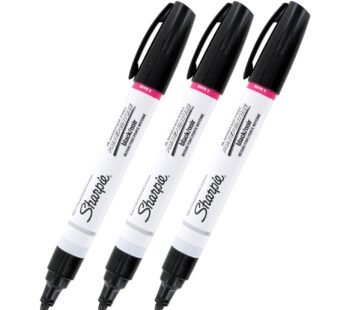 Sharpie Oil-Based Paint Marker, Medium Point, Black Ink, Pack of 3