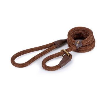Ancol Deluxe Nylon Rope Slip Lead Brown 1.5mx12mm
