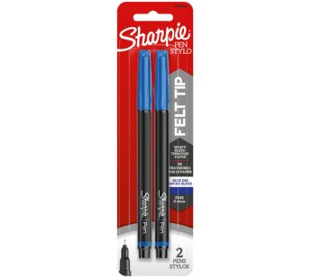 SHARPIE Felt Tip Pens, Fine Point, Blue, 2-Count