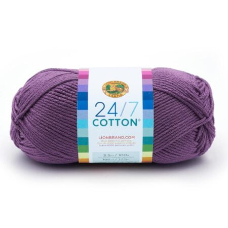 Lion Brand Yarn (1 Skein) 24/7 Cotton  Yarn, Purple