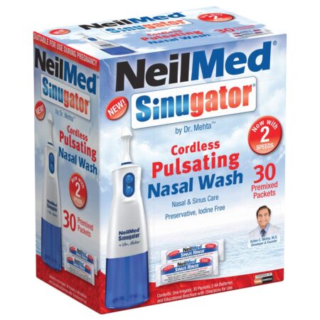 NeilMed Sinugator Cordless Pulsating Nasal Wash Kit with One Irrigator, 30 Premixed Packet - Image 2