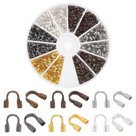 PH PandaHall 540 Pcs 6 Colors Brass Wire Guardian Wire Cable Protector U Shape Wire Guard