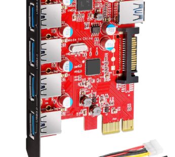 Inateck Superspeed 7 Ports PCI-E to USB 3.0 Expansion Card – 5 USB 3.0 Ports and 2 Rear US