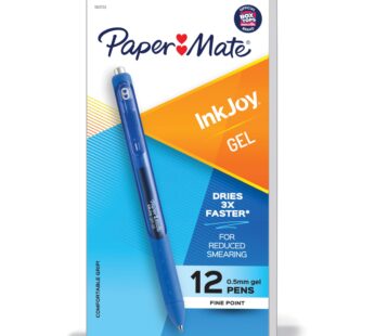 Paper Mate InkJoy Gel Pen, Fine Point, Dark Blue, Box of 12 (1951722)