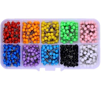 600 PCS Multi-Color Push Pins Map Tacks,1/8 inch Round Head with Stainless Point, 10 Assor