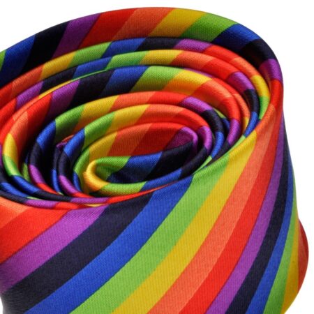 TopTie Unisex Diagonal Colorful Rainbow Stripe Skinny 2 Inch Necktie - Image 3