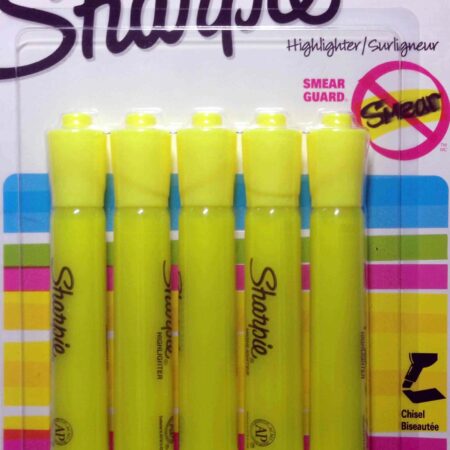 SHARPIE Accent Highlighter Tank style Chisel Tip Fluorescent Yellow, Pack of 5 (1809200) - Image 2