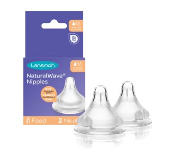 Lansinoh NaturalWave Baby Bottle Nipples, Slow Flow, Size S, Anti-Colic, 2 Count