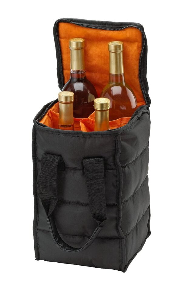 Wine Carrier Tote Bag - 4 Bottle Pockets - Attractive wine bag with thick external padding