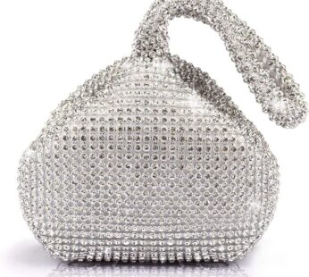 JIAN YA NA Fashion Women Rhinestone Trihedral Clutch Evening Bag Bling Zipper Wedding Purs