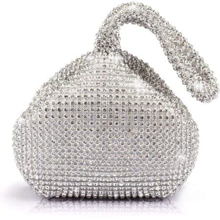 JIAN YA NA Fashion Women Rhinestone Trihedral Clutch Evening Bag Bling Zipper Wedding Purs