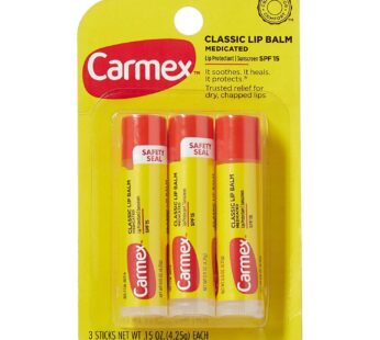 Carmex Classic Lip Balm Original 0.15oz, 3 Sticks (2 Packs, 6 Sticks)