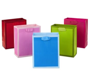 Hallmark 6″ Small Solid Color Gift Bags – Pack of 5 in Red, Green, Blue, Light Pink, Hot P