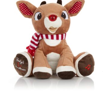 KIDS PREFERRED Santa Claus Rudolph The Red-Nosed Reindeer Musical Stuffed Animal, Baby’s F