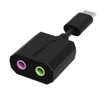 SABRENT USB Type C External Stereo Sound Adapter for Windows and Mac. Plug and Play No Dri