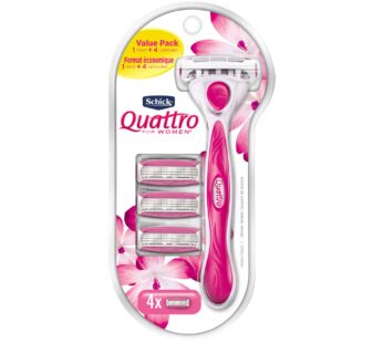 Schick Quattro Womens Value Pack with 1 Razor and 4 Razor Blade Refills