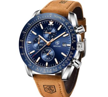 BENYAR – Stylish Wrist Watch for Men Leather Strap Watches Quartz Movement, Waterproof Ana