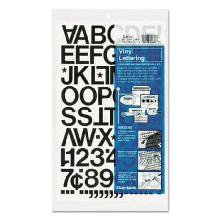 Chartpak Self-Adhesive Vinyl Capital Letters and Numbers, 1 Inch High, Black, 88 per Pack