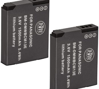 BM Premium 2 Pack of DMW-BCM13E Batteries for Panasonic Lumix DC-TS7, DMC-FT5A, LZ40, TS5,