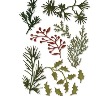 Sizzix Thinlits Die Set 661597, Holiday Greens, Mini by Tim Holtz, 11 Pack, One Size, Mult