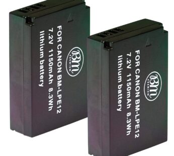 BM Premium 2-Pack of LP-E12 Batteries for Canon EOS-M, EOS M2, EOS M10, EOS M50, EOS M50 M