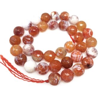 1 Strand Adabele Natural Faceted Red Fire Agate Healing Gemstone 10mm Round Loose Beads Ge