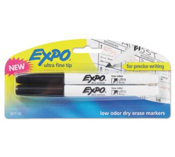 EXPO 1871132 Low-Odor Dry Erase Markers, Ultra Fine Tip, Black, 2-Count