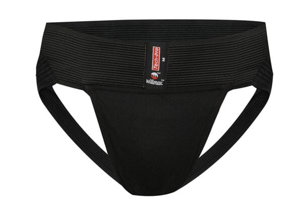 KD Willmax Jock Strap Gym Athletic Cotton Supporter with Cup Pocket Ultra Soft Black Large