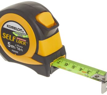 Komelon PSE55E 5M/16′ Metric Self-Lock Tape Measure, Yellow/Black