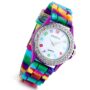 Lancardo Rhinestone Rainbow Color Silicon Jelly Fun Play Cheap Watches for Women Girls - P