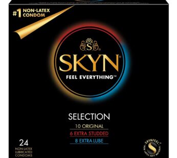 SKYN Selection   24 Count (10 Original, 6 Extra Studded, 8 Extra Lube)   Lubricated Latex-