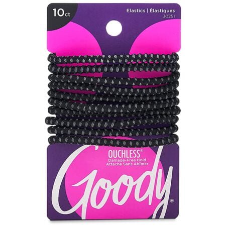 Goody Nonslip Womens Elastic Hair Tie - 10 Count, Black - 4MM for Medium Hair- Ouchless Ha - Image 2