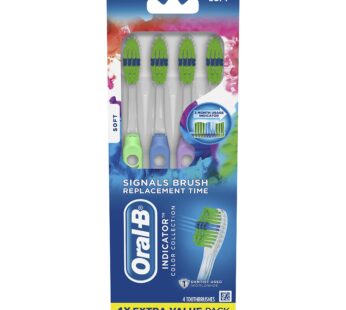 Oral-B Indicator Color Collection Toothbrushes, Soft, 4 Count