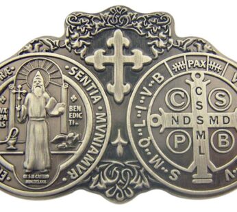 Sacred Traditions Saint St Benedict of Nursia Medal 2 3/4″ Zinc Alloy Visor Clip