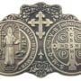 Sacred Traditions Saint St Benedict of Nursia Medal 2 3/4" Zinc Alloy Visor Clip